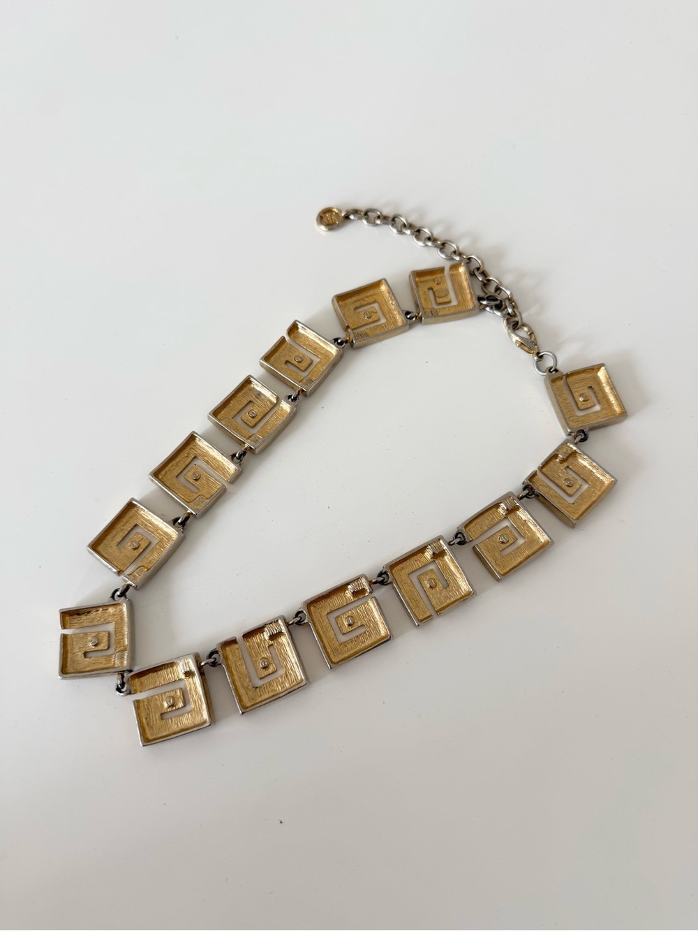 Vintage 80s Givenchy Gold / Silver G Logo Chunky Collar Statement Necklace - Picture 8 of 10
